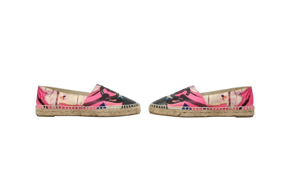 Chanel Pink Floral Print Espadrilles - Size 39 EU / 9 US