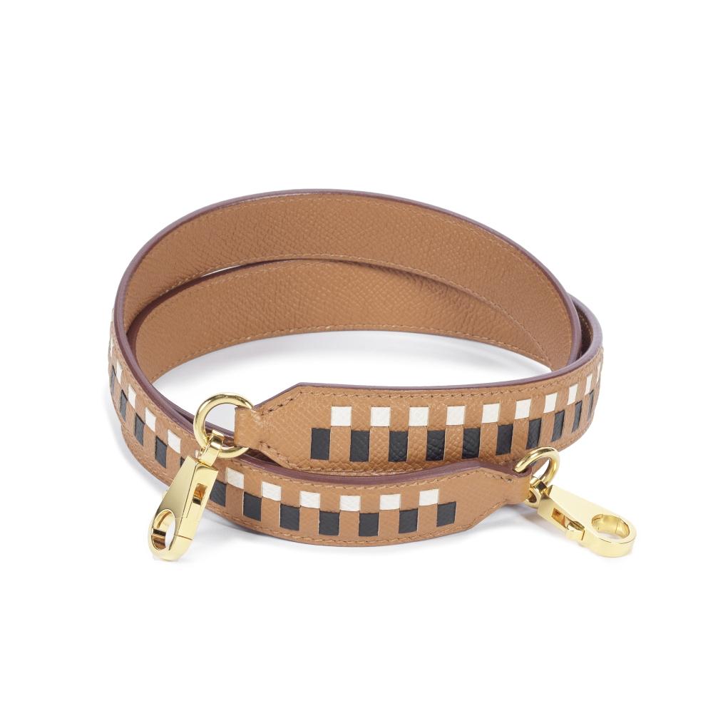 Hermès Tressage Cuir Shoulder Bag Strap Epsom Leather 25mm Brown