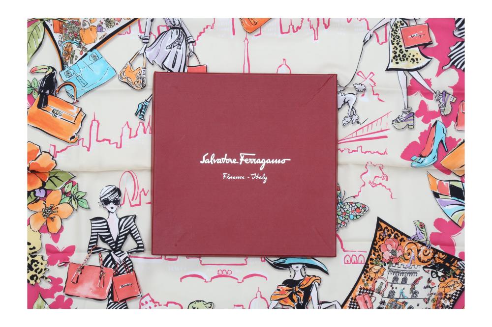 Salvatore Ferragamo Fashion And Butterfly Silk Scarf