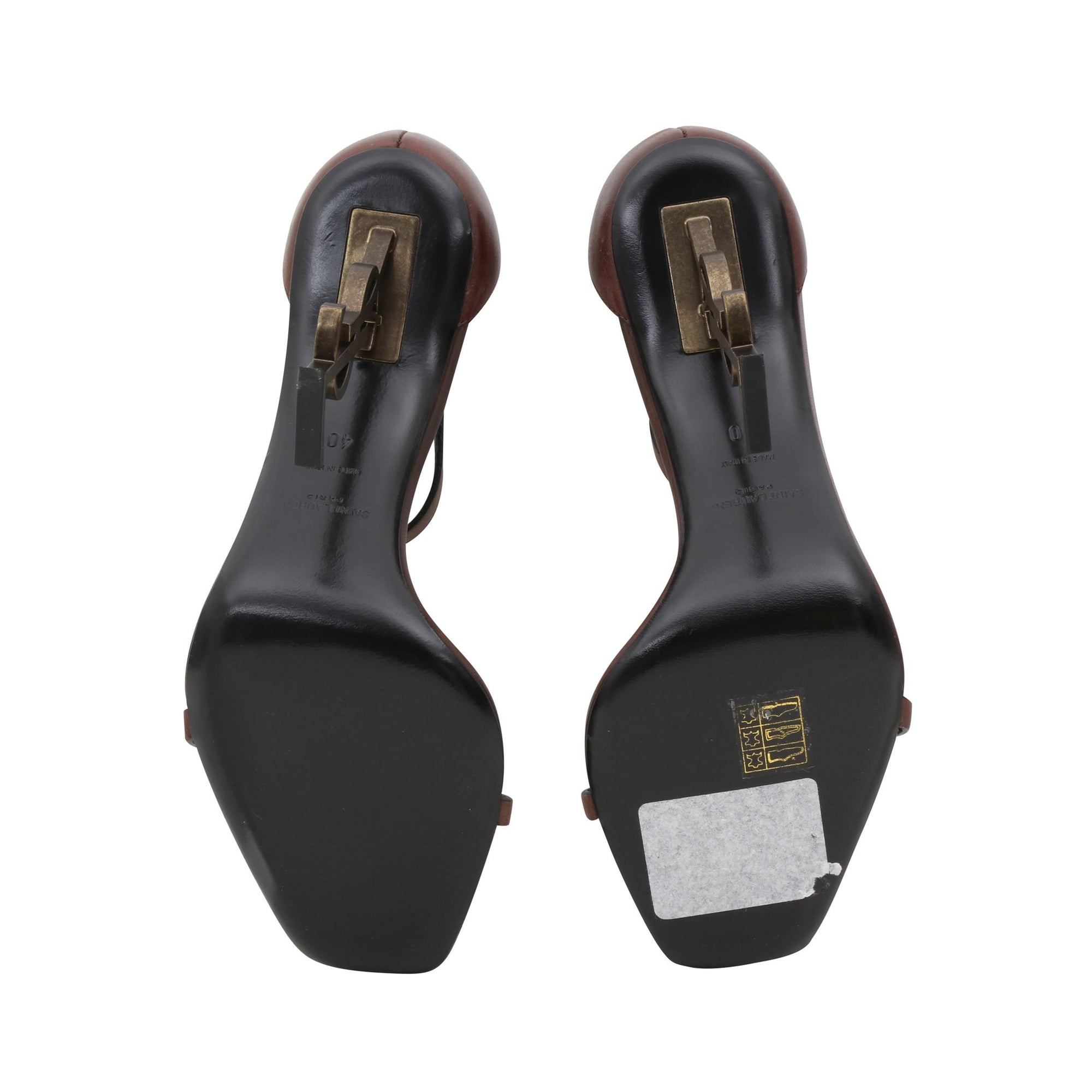 Saint Laurent Brown Opyum YSL Heeled Sandal - Size 40 EU/ 10 US