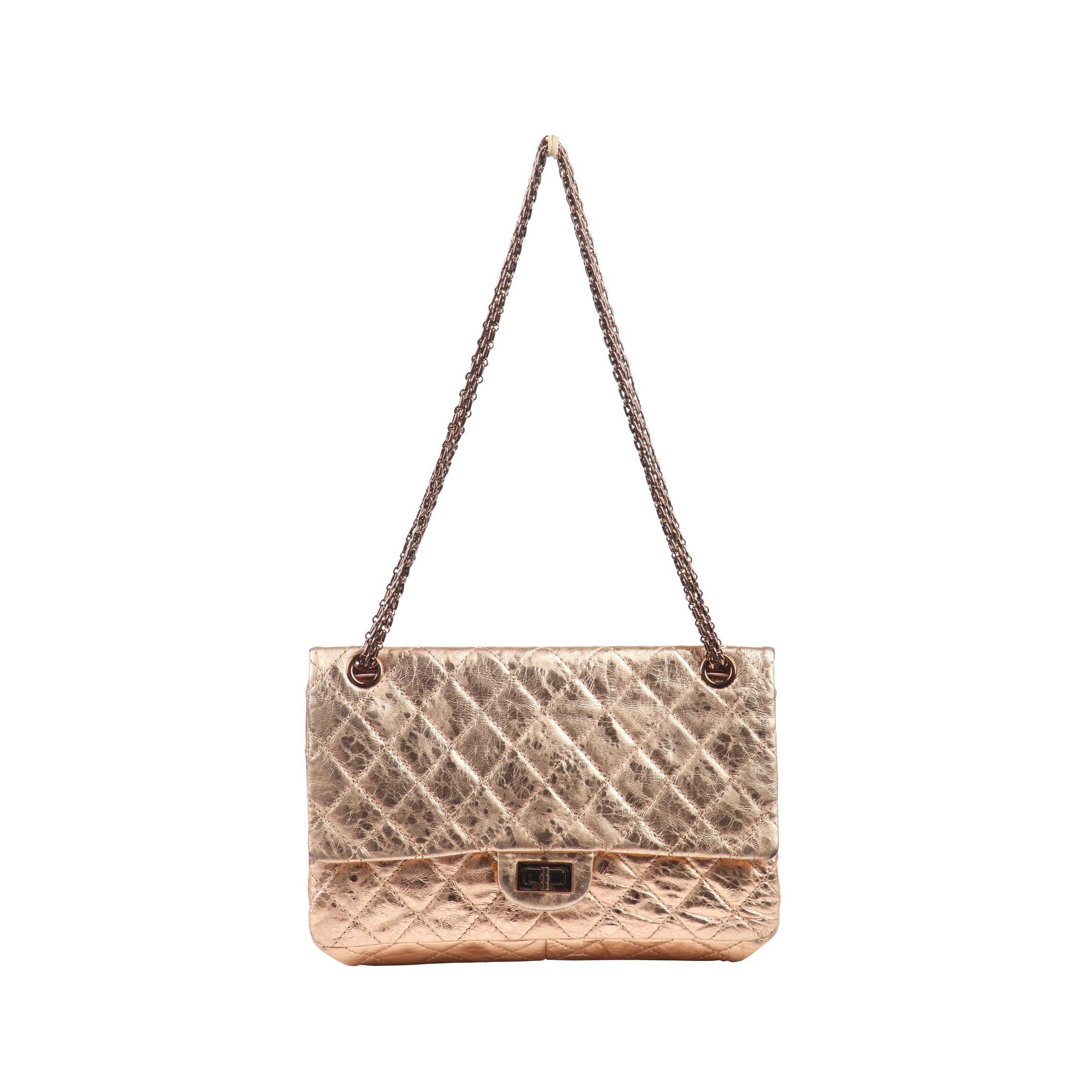 Chanel Mottled Rose Gold Quilted 2.55 Reissue Double Flap Bag