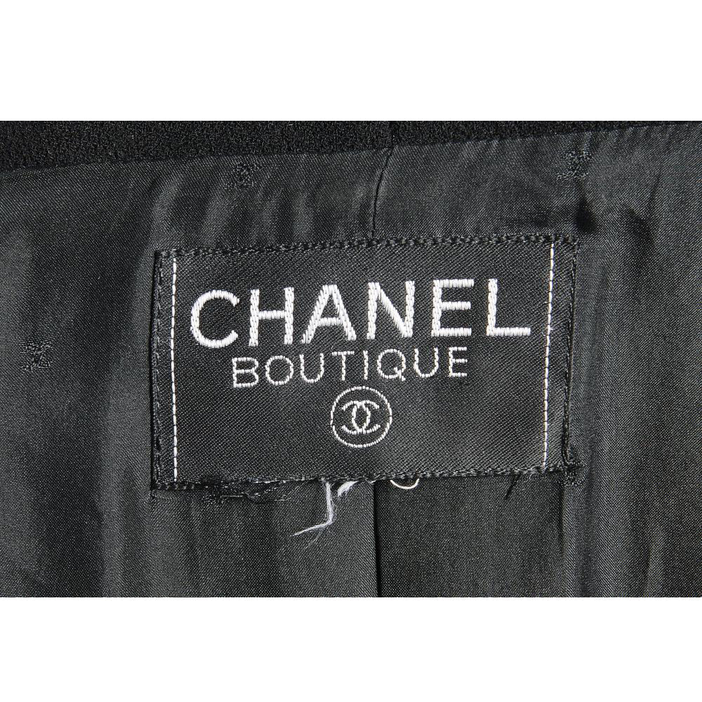 Chanel Boutique Black Wool Coat Dress with Gold Chanel Buttons - Medium