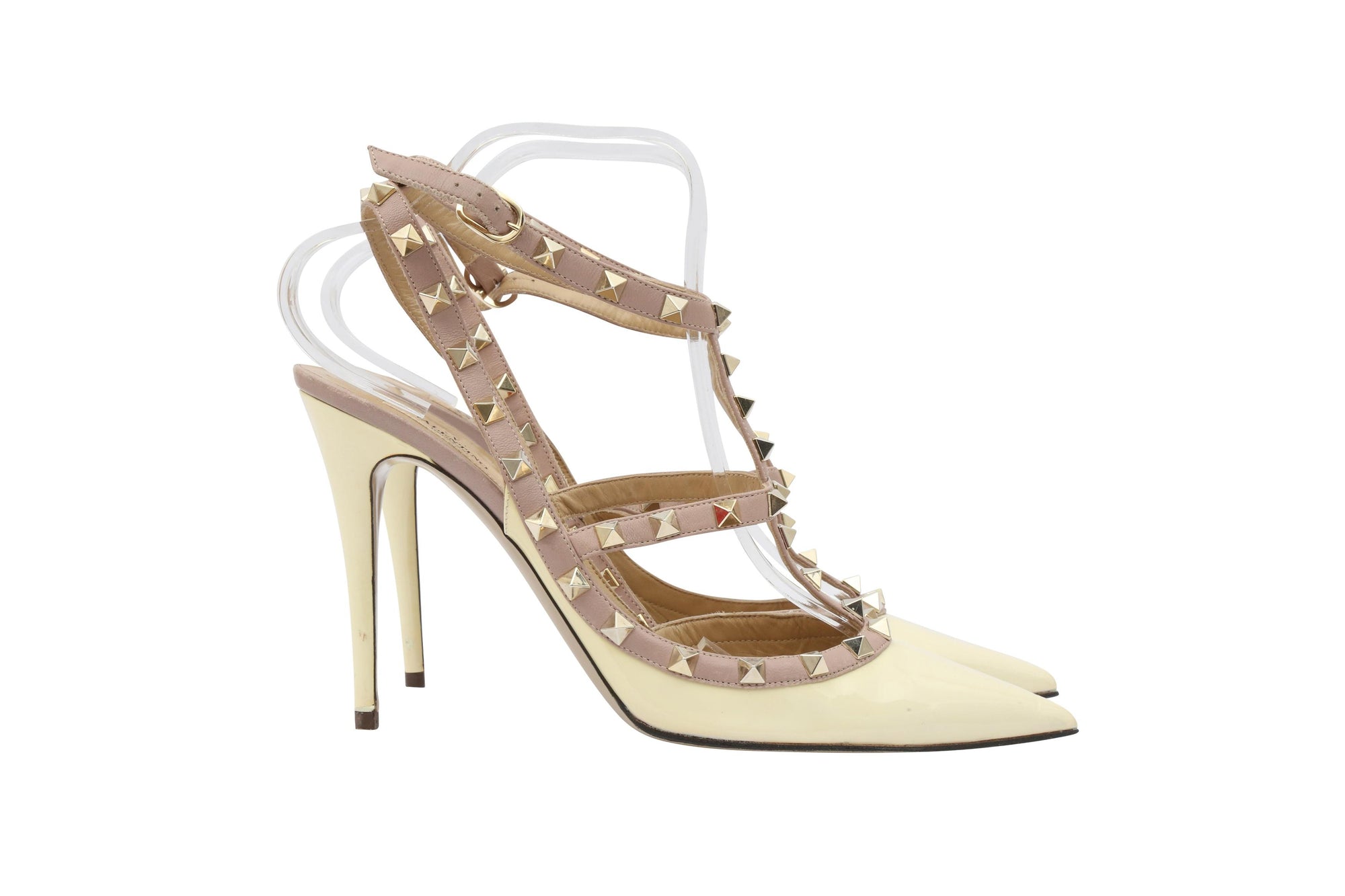 Valentino Cream Rock stud Caged Heeled Pump - Size 41 Euro / 11 US