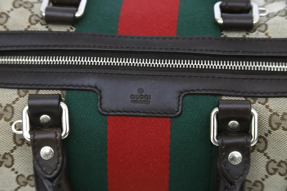 Gucci GG Canvas Small Web Boston Bag