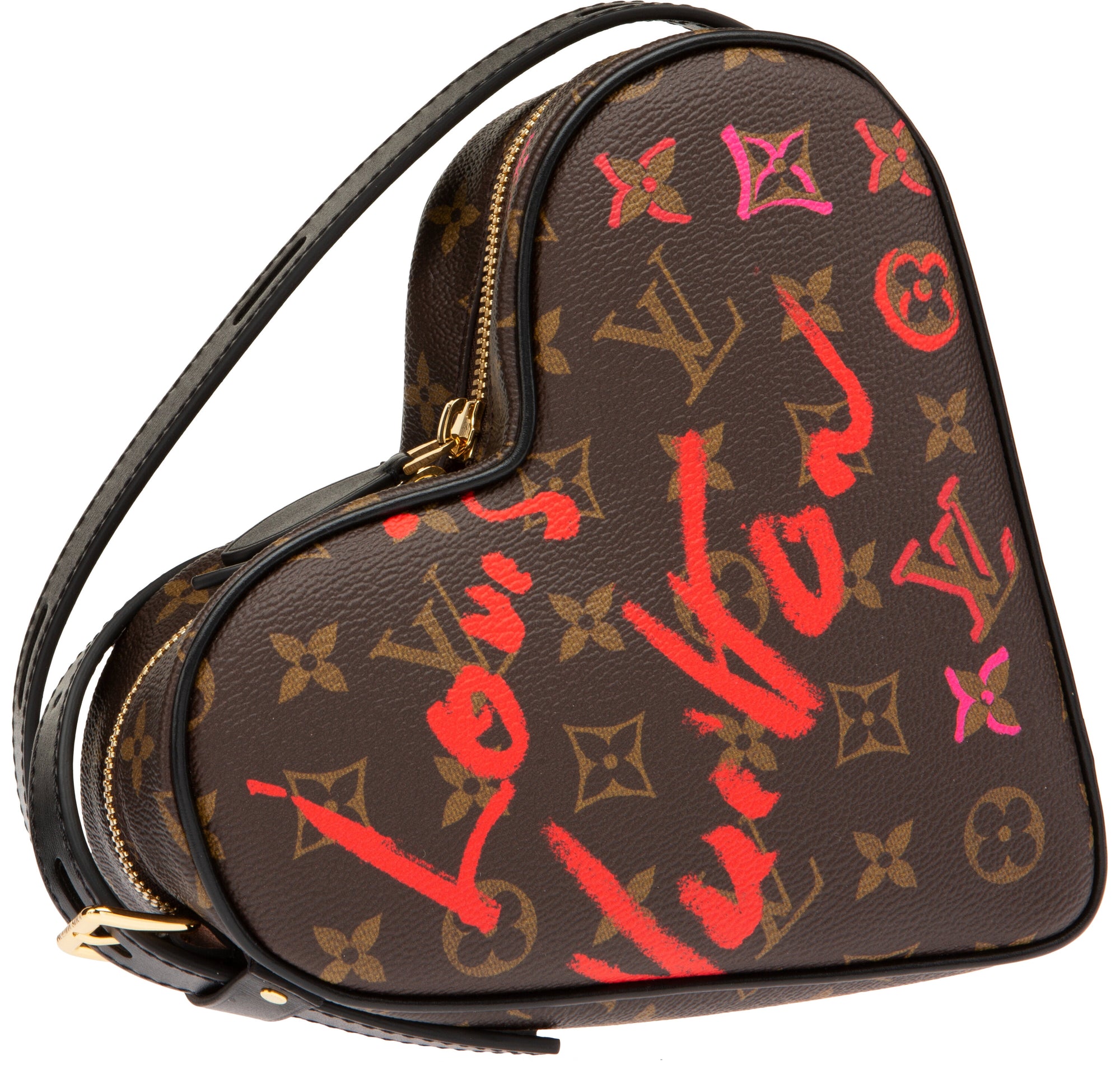 Louis Vuitton Limited Edition Brown Monogram Coated Canvas Sac Coeur Heart Bag with Gold Hardware