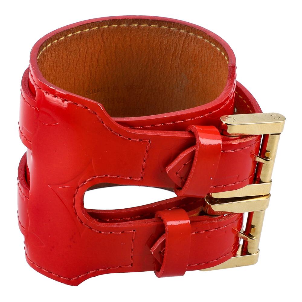 Louis Vuitton Red Charlton Arm Band Vernice Leather w/ Gold Hardware