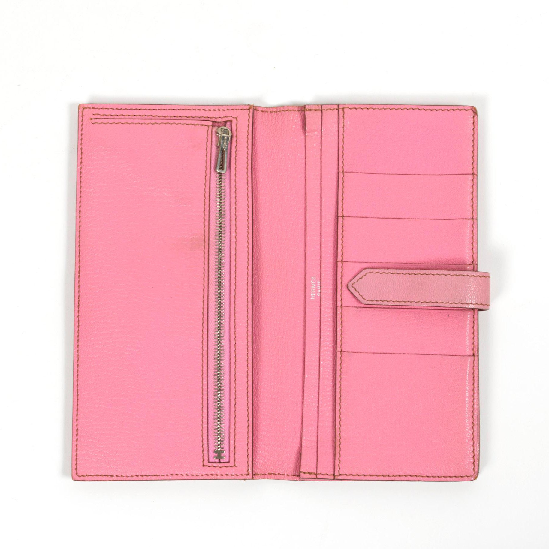 Hermès Pink Bearn Goatskin Wallet with Palladium Hardware