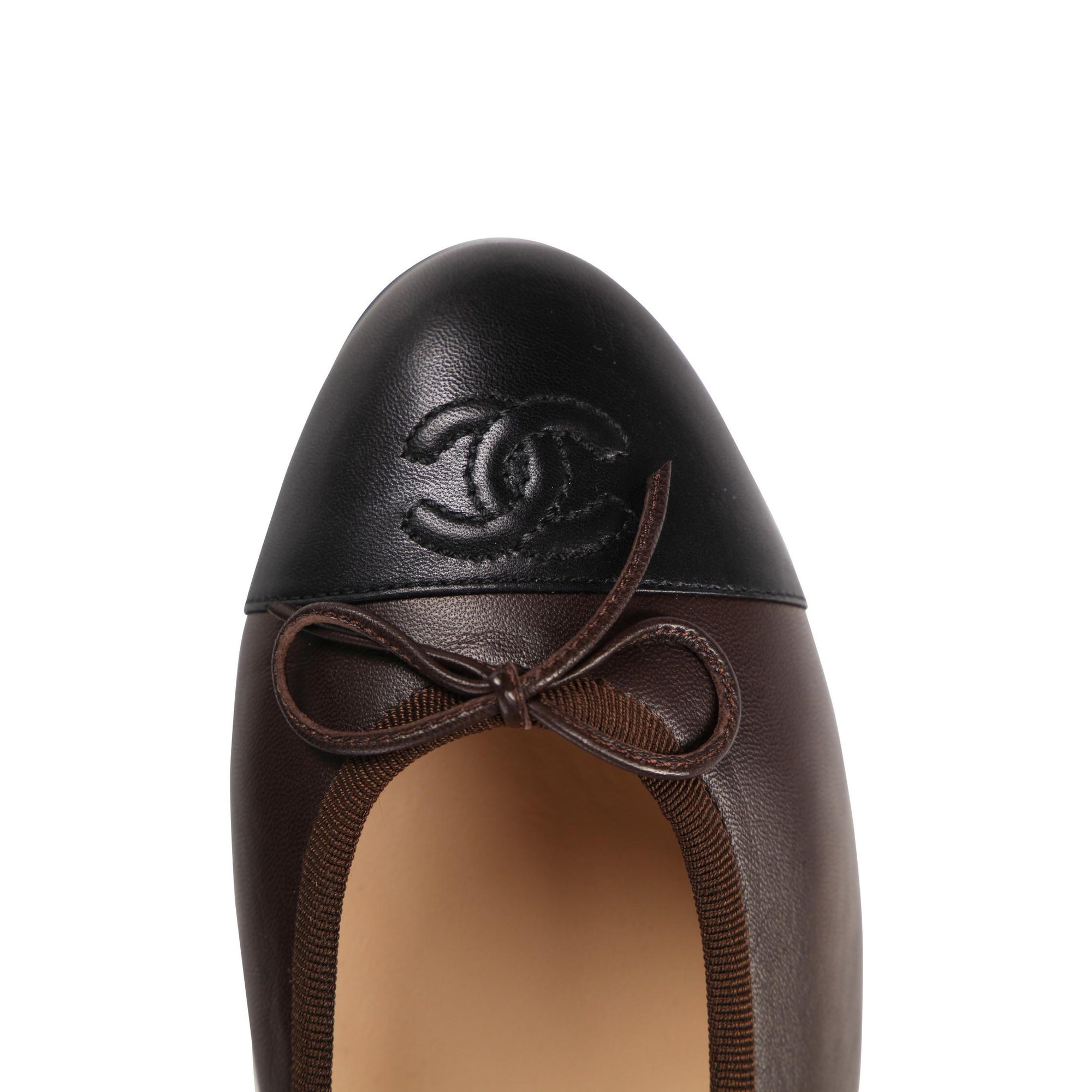 Chanel Brown Two-tone Leather Ballet Flats - Size 38.5 EU/ 8.5 US