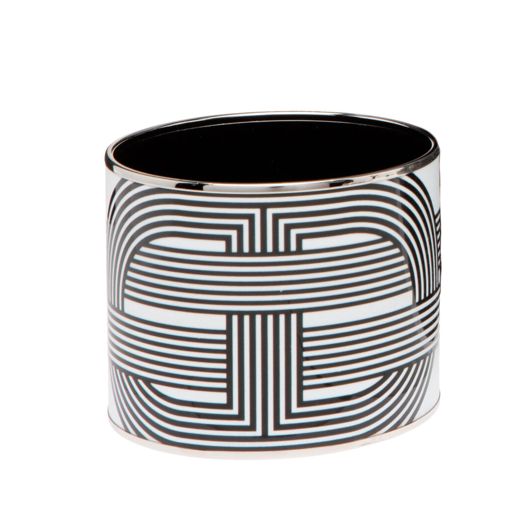 Hermès Black and White Enamel Cuff Bracelet