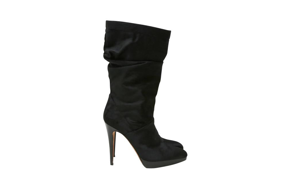 Brian Attwood Black Pony Hair Heeled Boots - Size 40 EU / 10 US