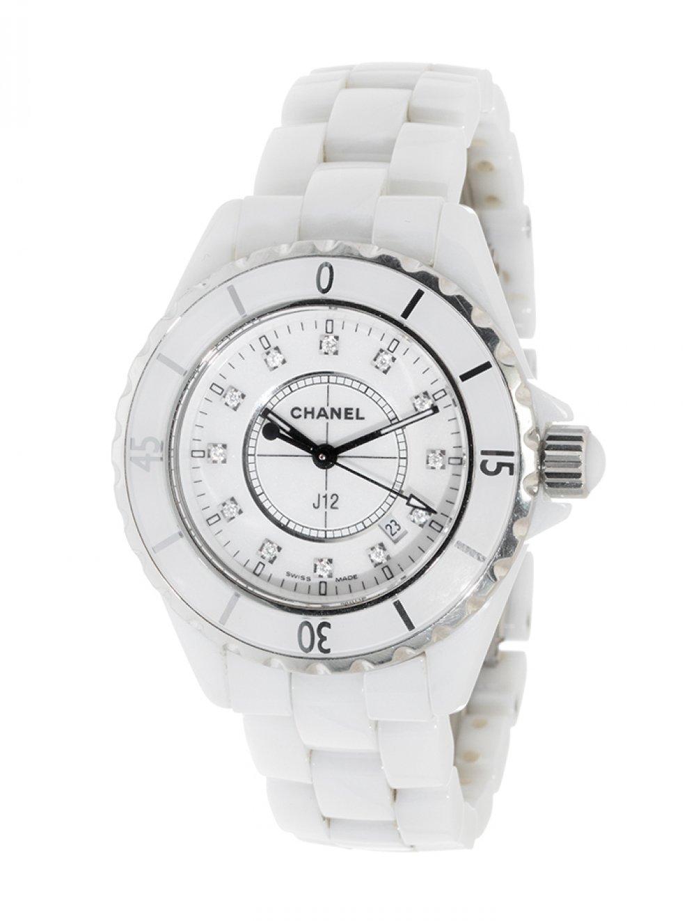 Chanel J12 Diamond White Automatic Watch Unisex Steel and Ceramic