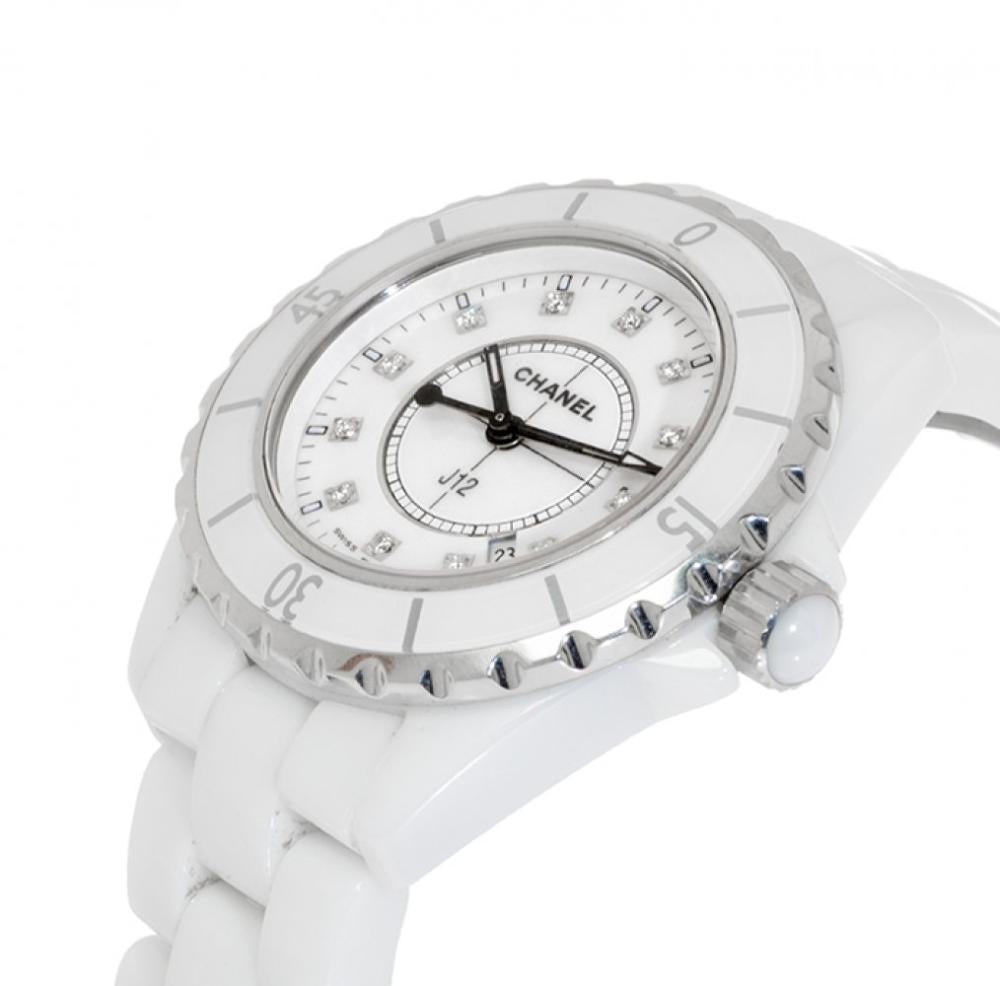 Chanel J12 Diamond White Automatic Watch Unisex Steel and Ceramic