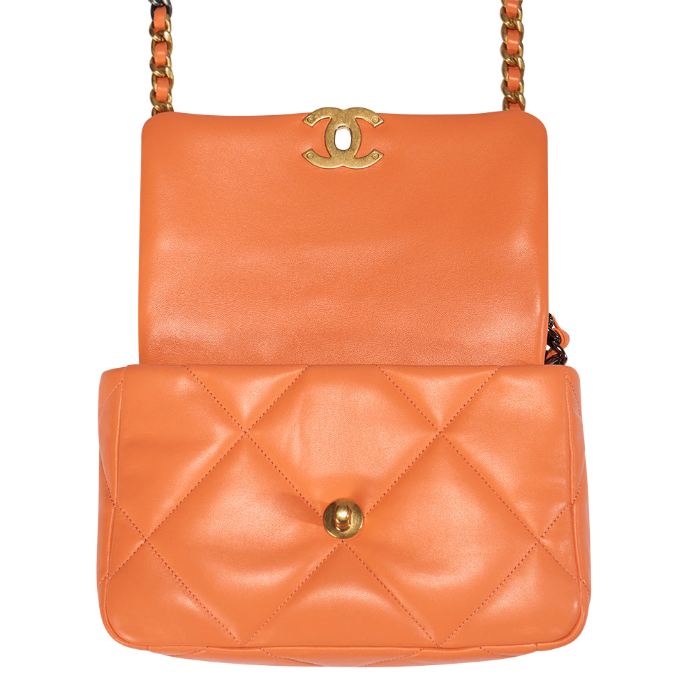 Chanel 19 Orange with Gold Hardware