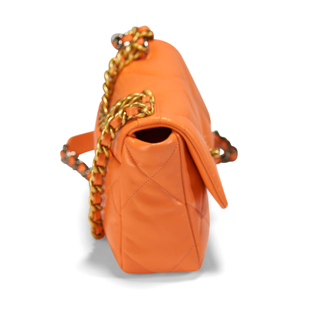 Chanel 19 Orange with Gold Hardware