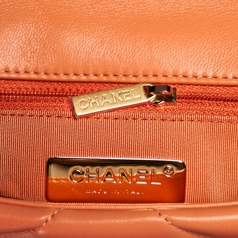 Chanel 19 Orange with Gold Hardware