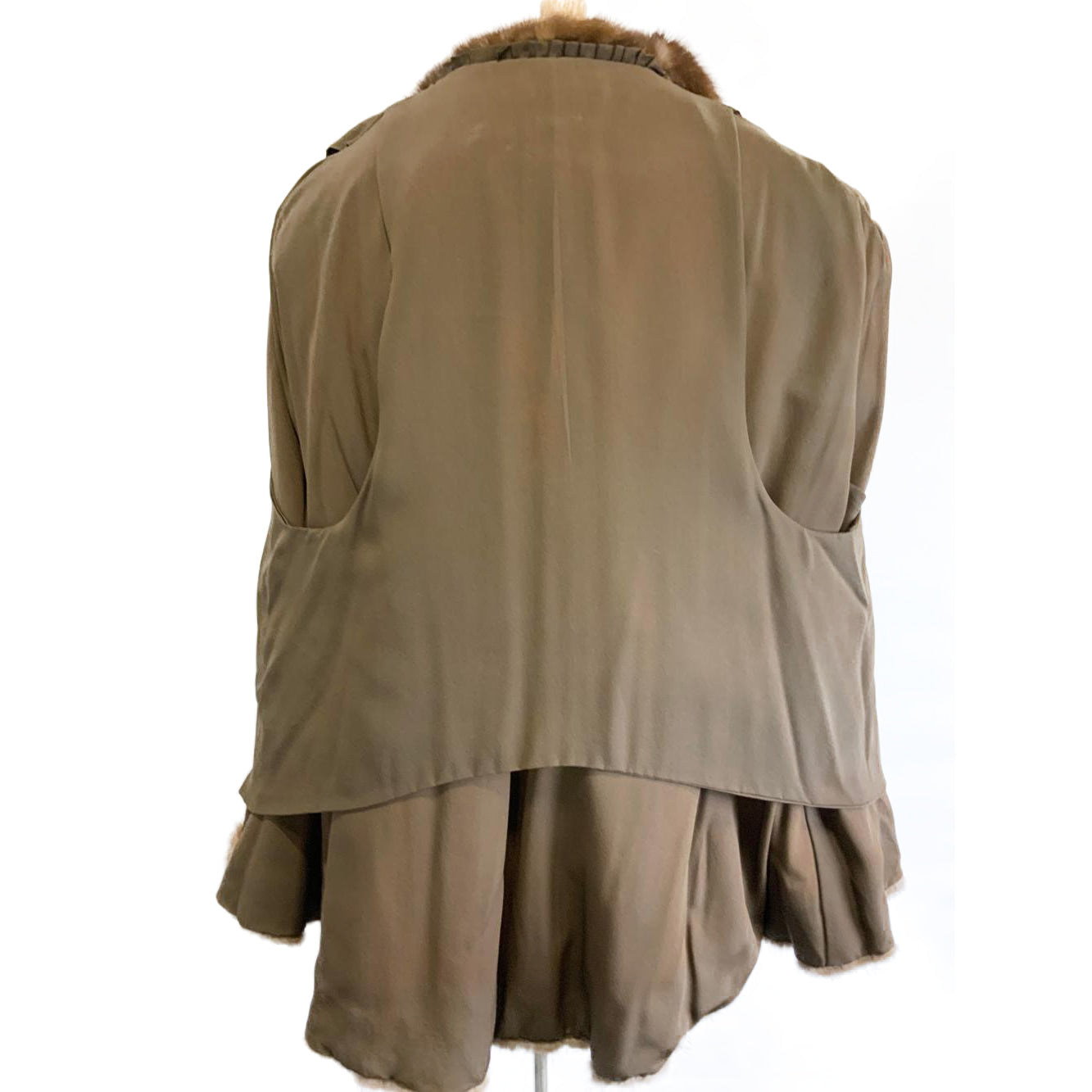Custom-Made Luxury Brown Fur Jacket and Cape in One - Medium