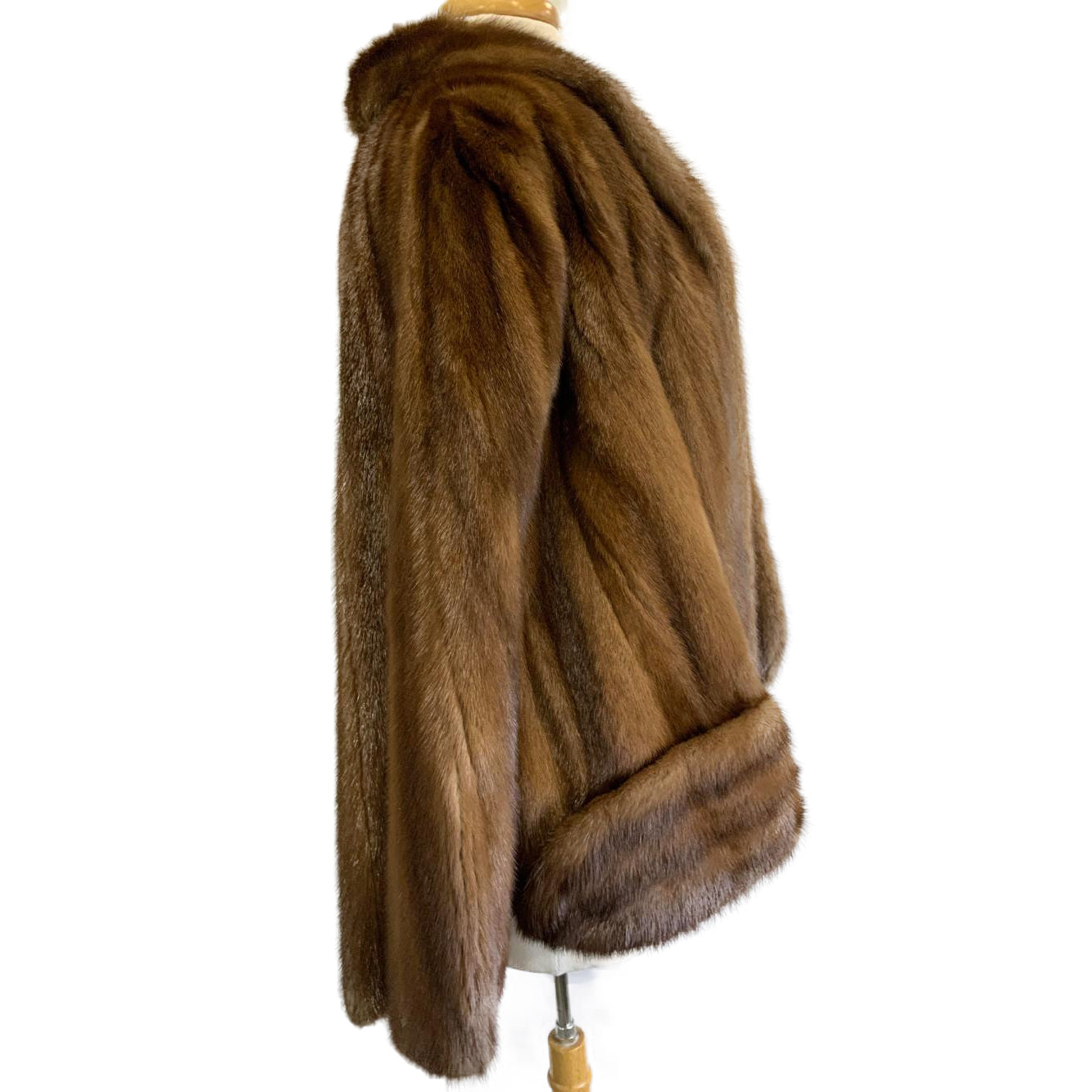 Custom-Made Luxury Brown Fur Jacket and Cape in One - Medium