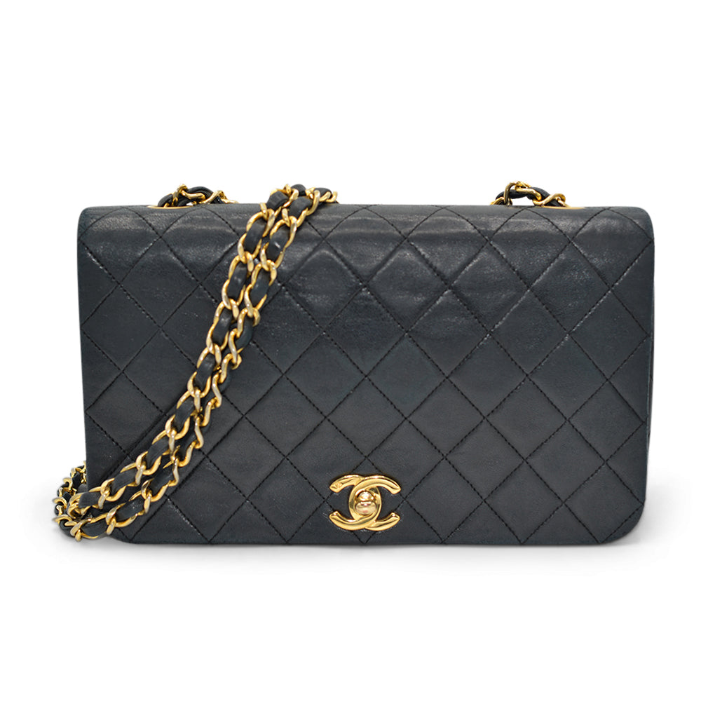 Chanel Lambskin Black with Matelasse Gold Chain