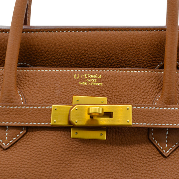 BIRKIN 40 GERANIUM COLOUR IN CLEMENCE LEATHER WITH GOLD HARDWARE