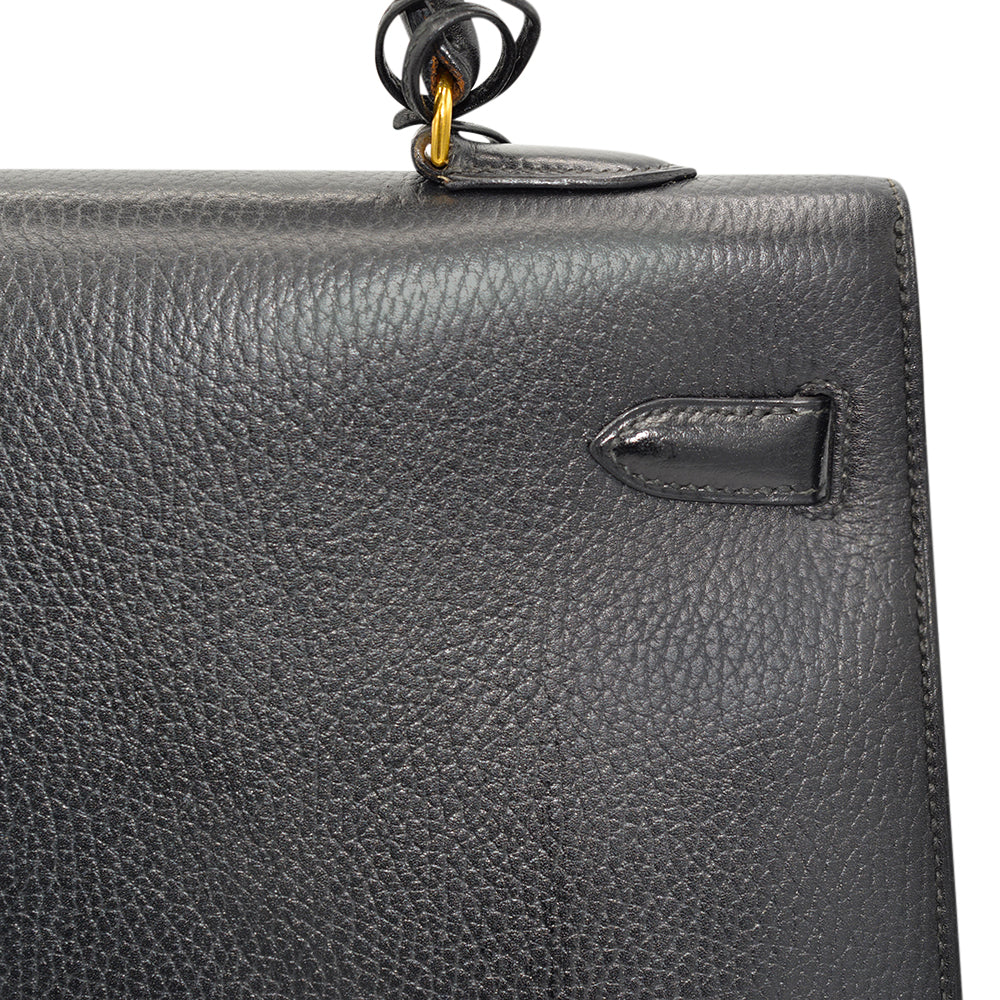 Hermès Black Vache Ardennes Sellier Kelly 35 with Gold Hardware - Just back from the Hermes Spa!