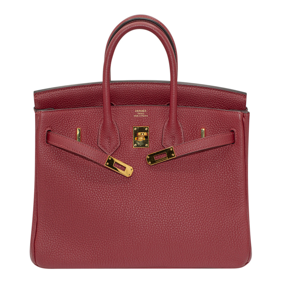 Hermès Rouge Grenat Togo Birkin 25 with Gold Hardware