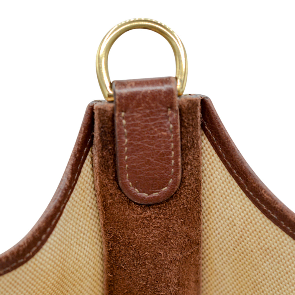 Hermès Evelyne GM Bi-Color Brown Canvas and Leather