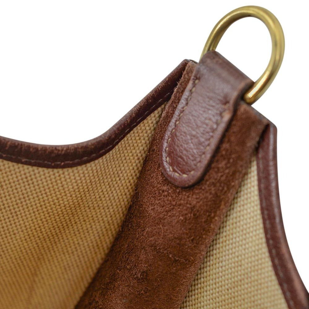 Hermès Evelyne GM Bi-Color Brown Canvas and Leather