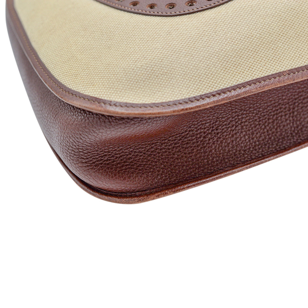 Hermès Evelyne GM Bi-Color Brown Canvas and Leather