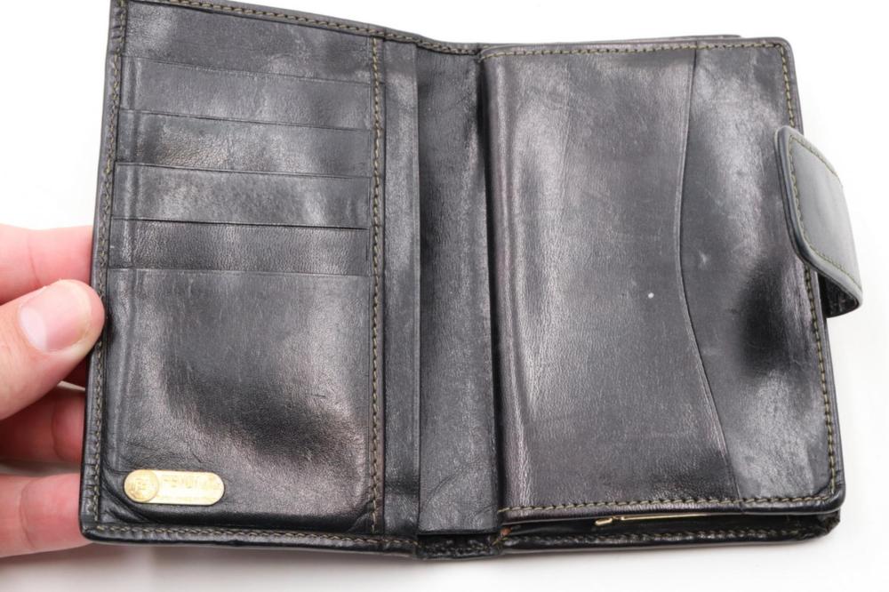 Fendi Zucca Brown Leather Compact Wallet
