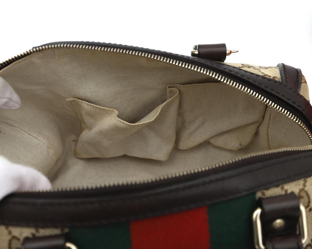 Gucci GG Canvas Small Web Boston Bag