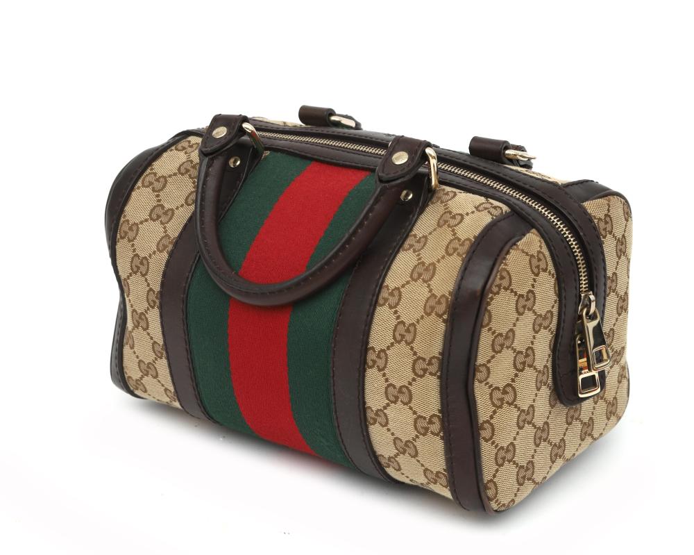 Gucci GG Canvas Small Web Boston Bag