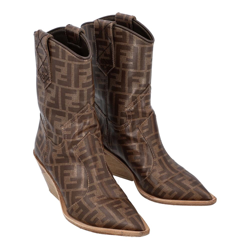 Fendi Zucca Monogram Cowboy Boots - Size 6