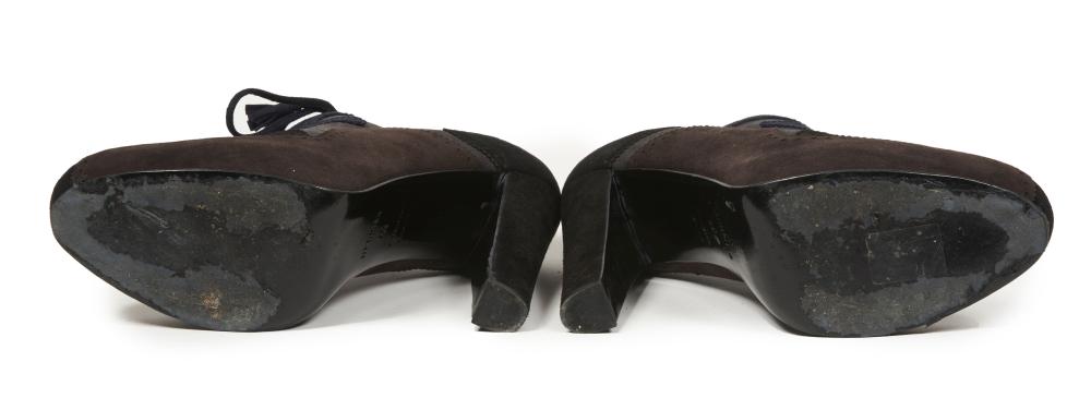 Hermès Brown and Black Suede Lace Tassel Heeled Ankle Boots - Size 40 EU / 10 US
