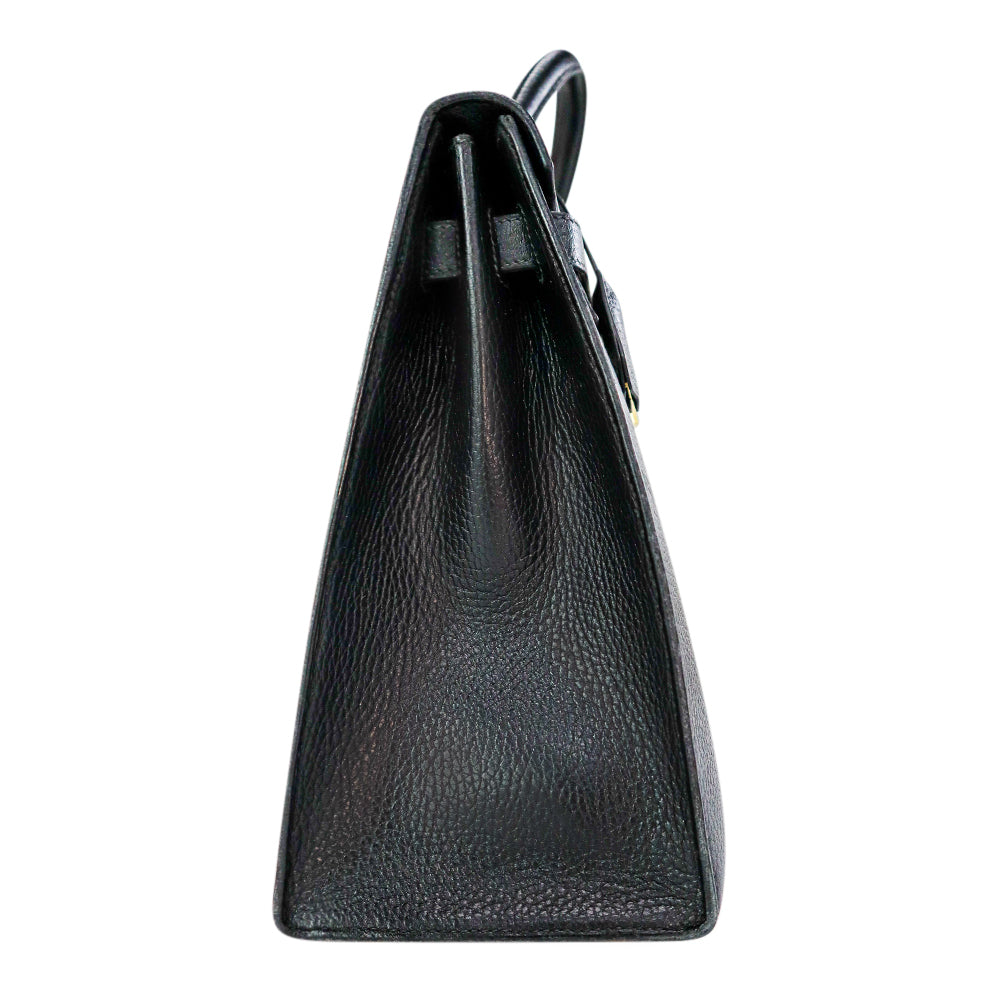 Hermès Black Vache Ardennes Sellier Kelly 35 with Gold Hardware