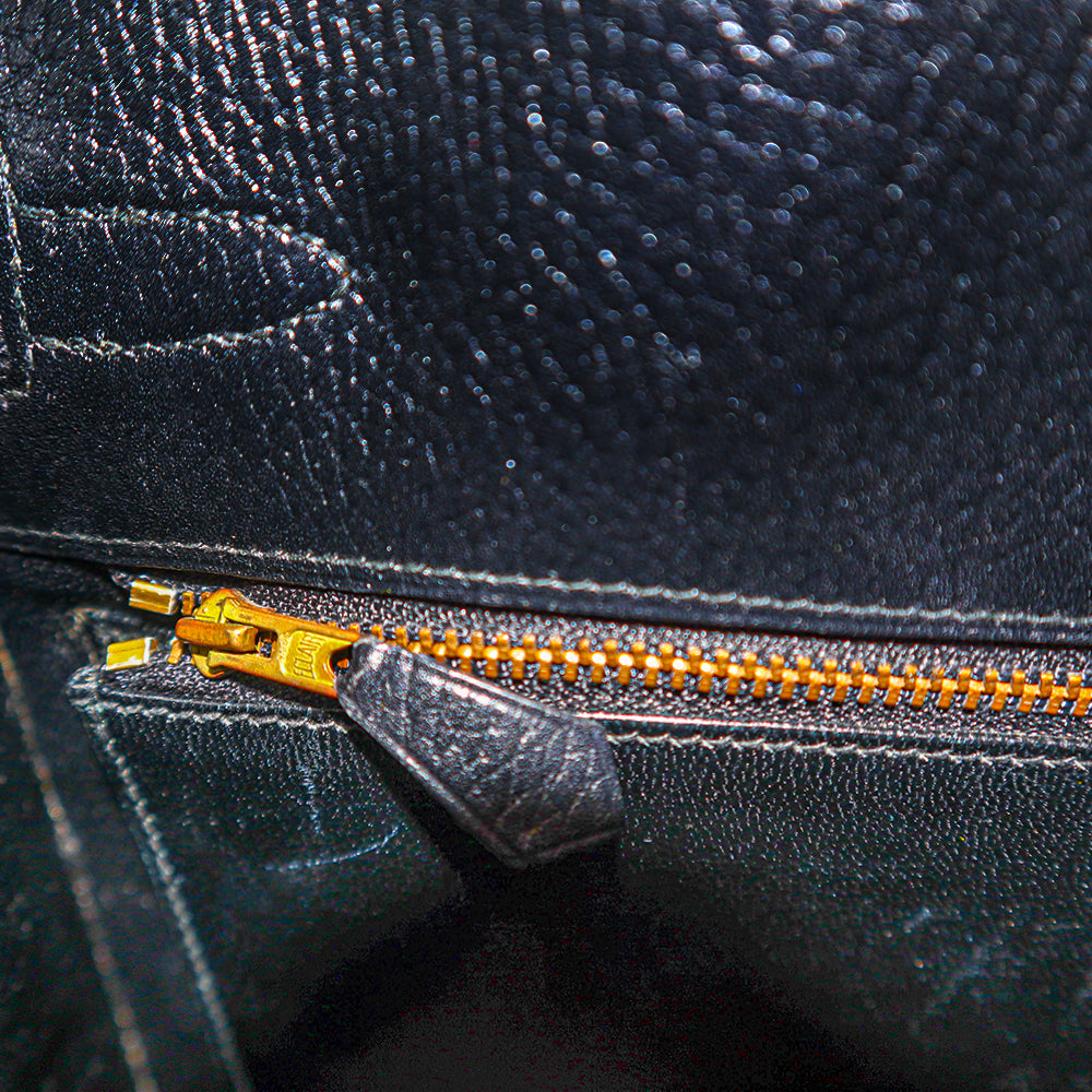 Hermès Black Vache Ardennes Sellier Kelly 35 with Gold Hardware
