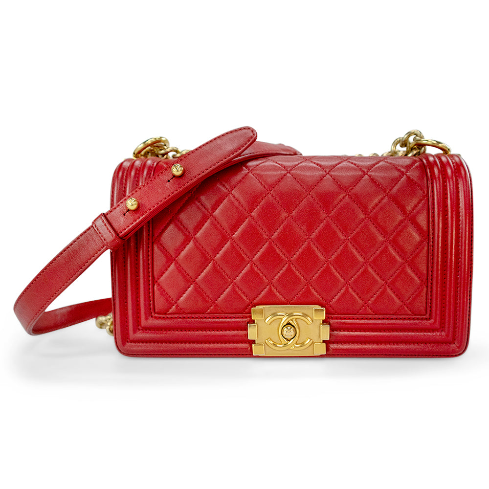 Chanel Boy Bag Red with Gold Hardware