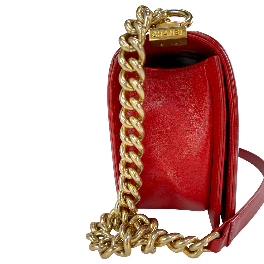 Chanel Boy Bag Red with Gold Hardware