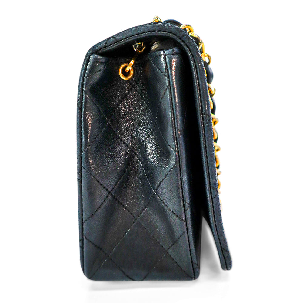 Chanel Lambskin Black with Matelasse Gold Chain