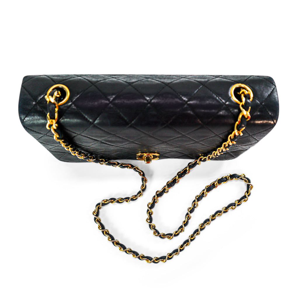 Chanel Lambskin Black with Matelasse Gold Chain