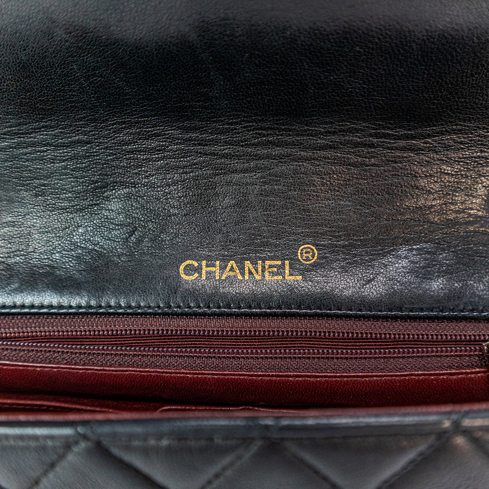 Chanel Lambskin Black with Matelasse Gold Chain