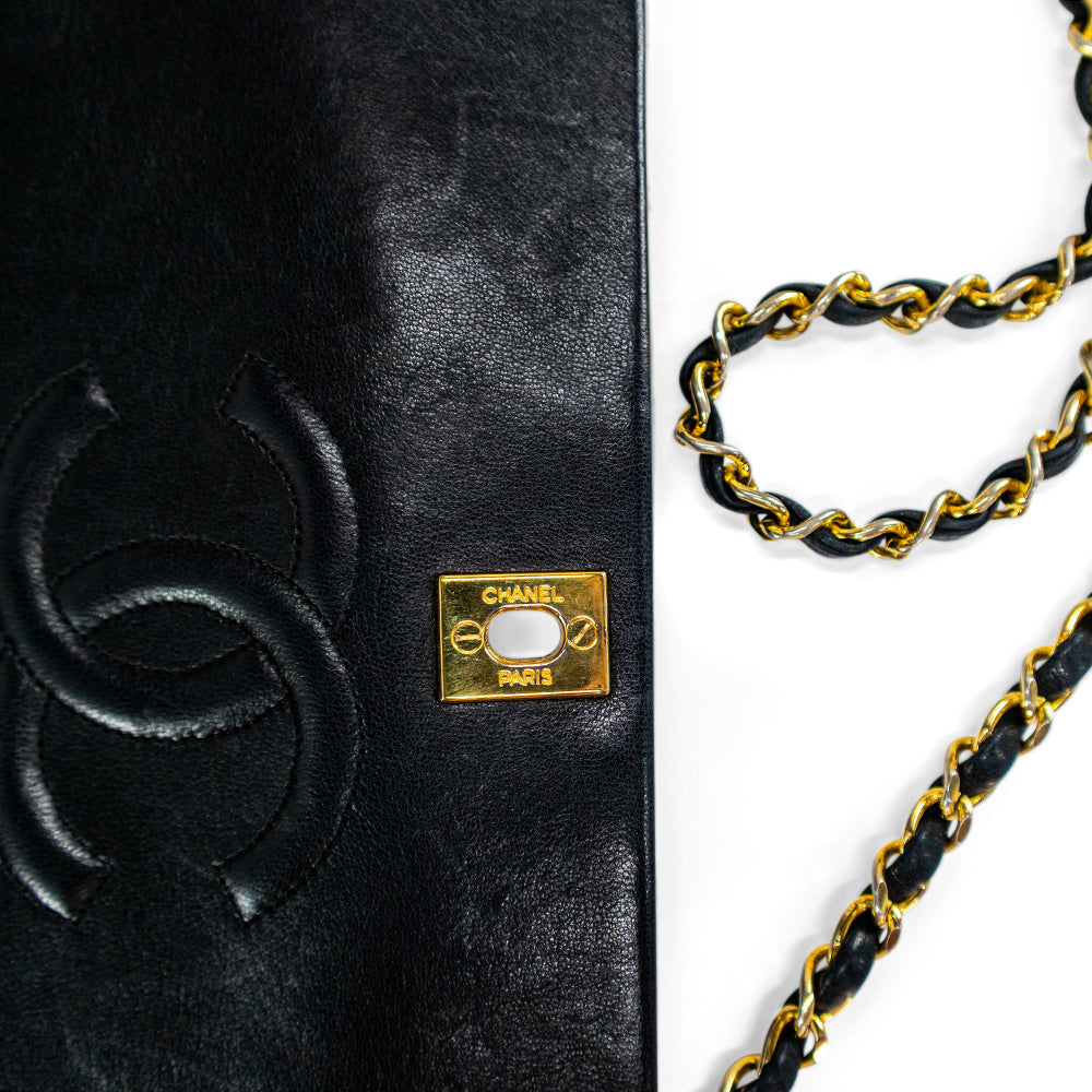 Chanel Lambskin Black with Matelasse Gold Chain