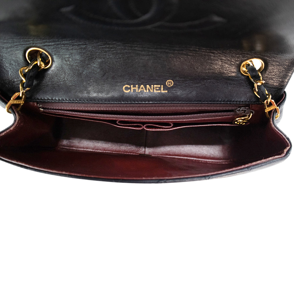 Chanel Lambskin Black with Matelasse Gold Chain