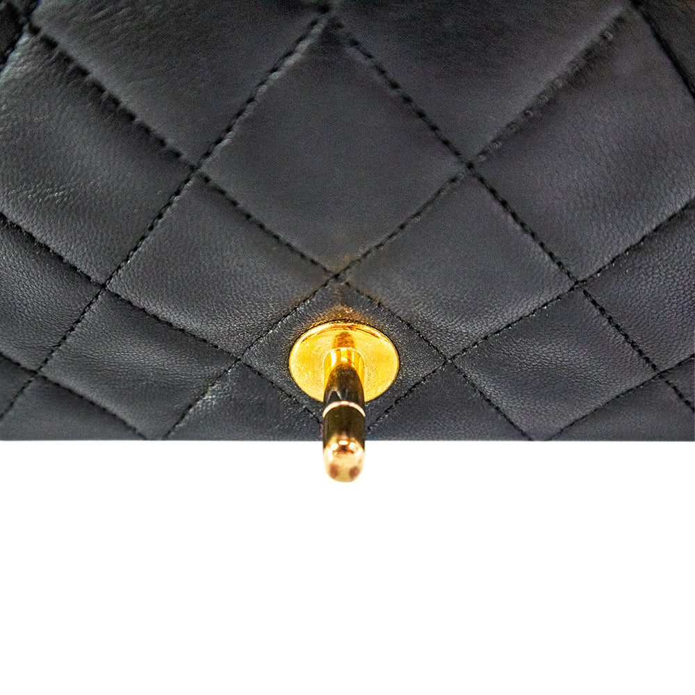 Chanel Lambskin Black with Matelasse Gold Chain