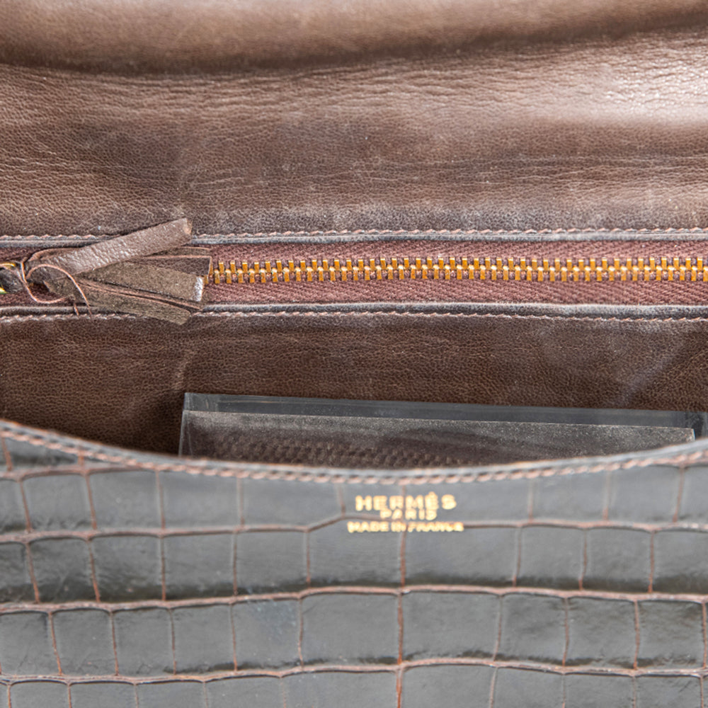 Vintage Hermès Brown Crocodile Constance Bag