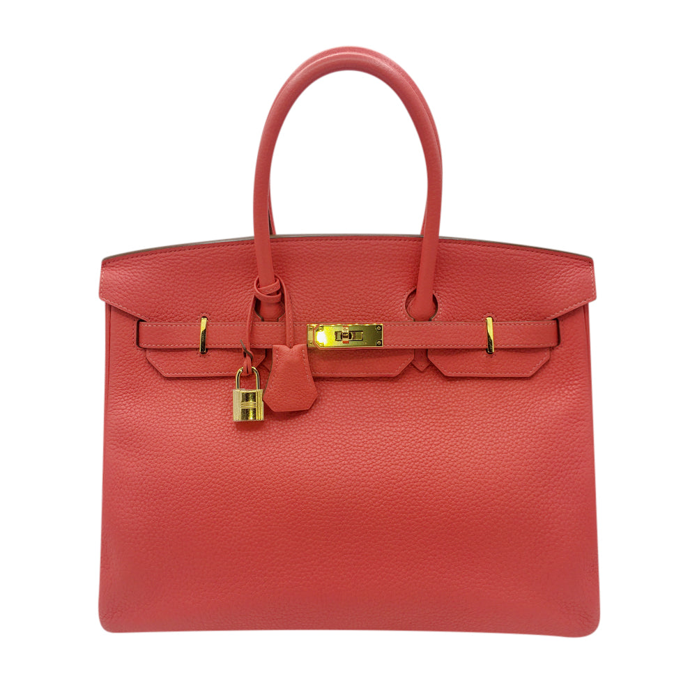 Hermès Rose Jaipur Clemence Birkin 35 with Gold Hardware