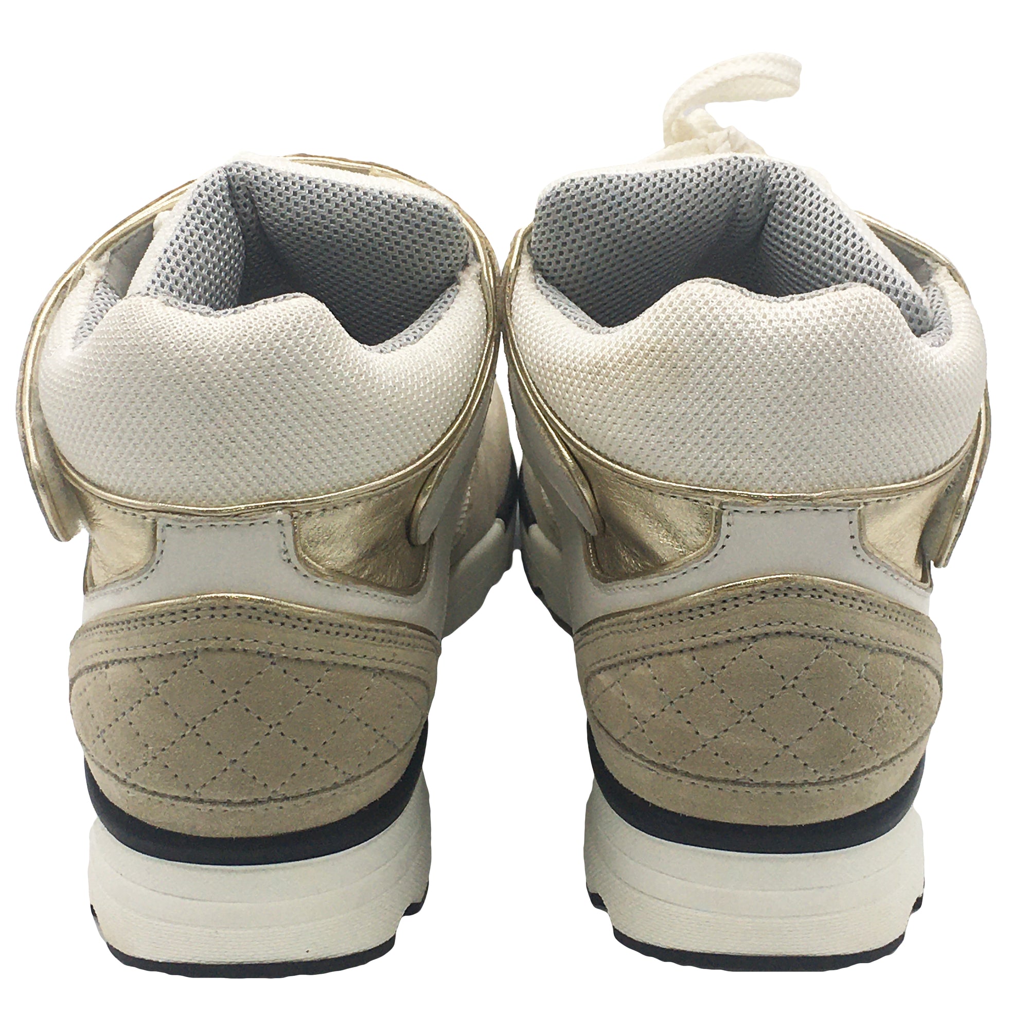 Chanel Beige High-Top CC Sneakers Trainers Suede Calfskin - Size 40.5 EU / 10.5 US
