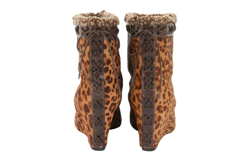 Christian Louboutin Brown Leopard Wedge Ankle Boots - Size 11