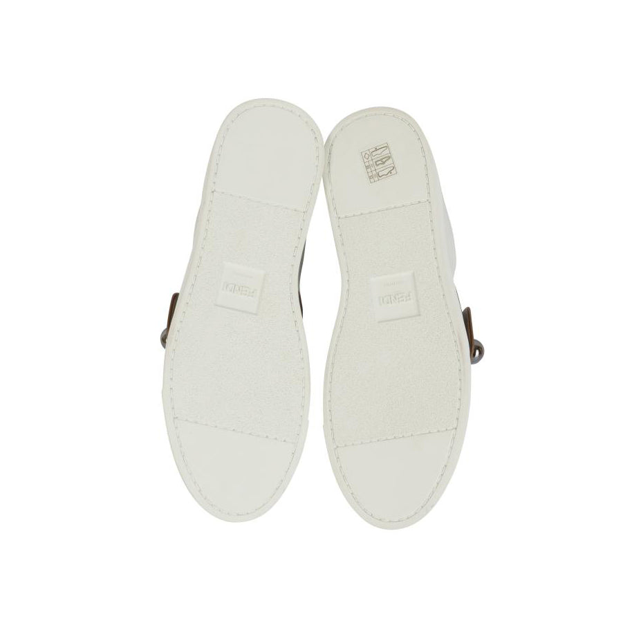 Fendi White Tobacco Monogram Slip-On Sneakers - Size 38 EU / 8 US