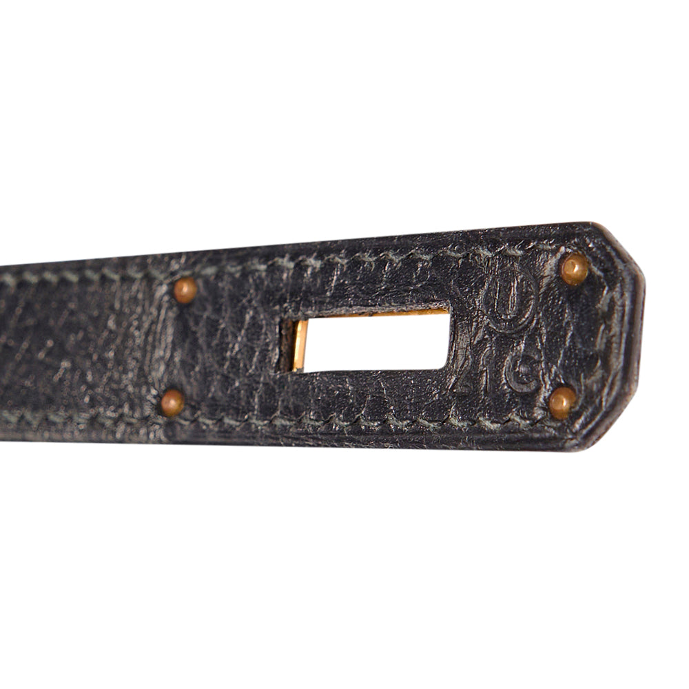 Hermès Black Vache Ardennes Sellier Kelly 35 with Gold Hardware