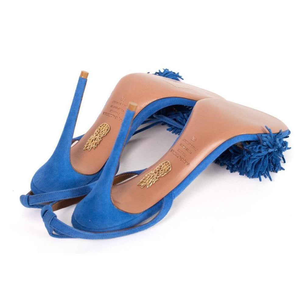 Aquazzura Blue Fringe Tassel Heels - Size 10 US
